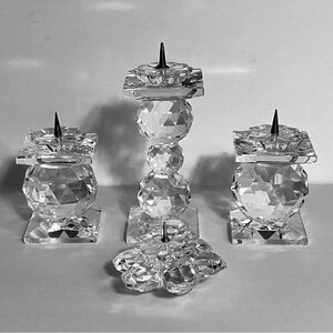 4 Vintage SWAROVSKI CRYSTAL Candle Holders / EUROPEAN RELEASES / 1976-1988 / Box